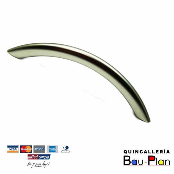 TIRADOR ARCO PLANO METAL SATINADO 96 MM  P6