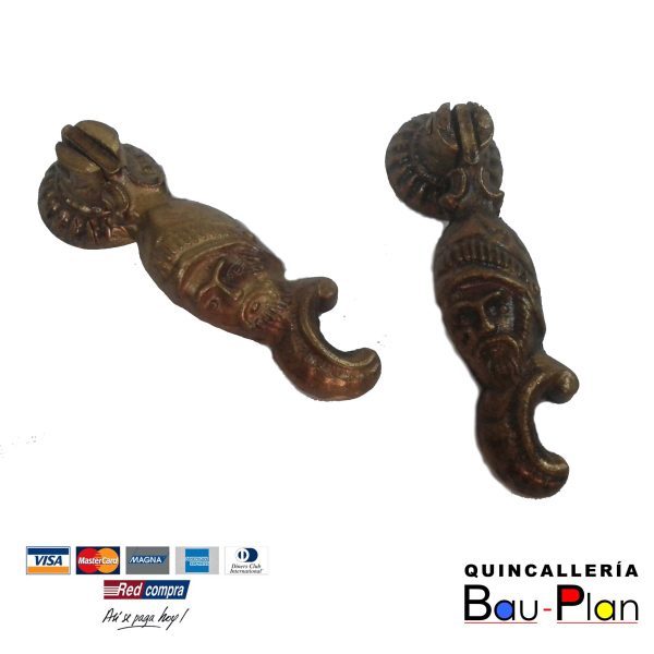 TIRADOR PARA MUEBLE DISEÑO GUERRERO  BRONCE VIEJO -P1 - Imagen 2