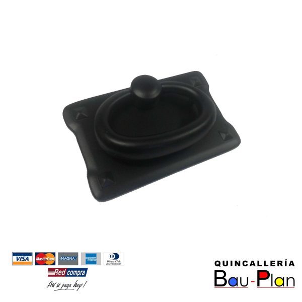 TIRADOR RECTANGULAR  NEGRO 7 X 4.5 CM    P7