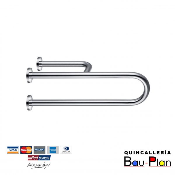 BARRA DE SEGURIDAD TRES APOYOS ACERO INOX. 304. 32mm.  600x130mm