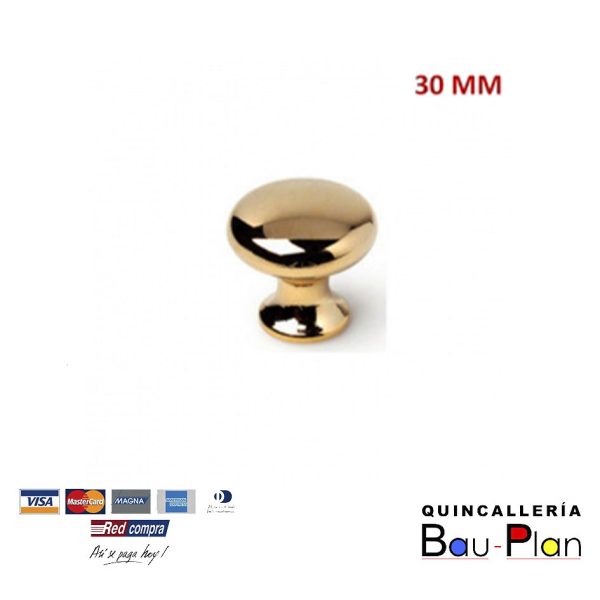 PERILLA PLANA 30 MM DORADA.