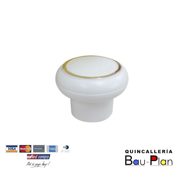 TIRADOR BLANCO CON ANILLO DORADO.   P6