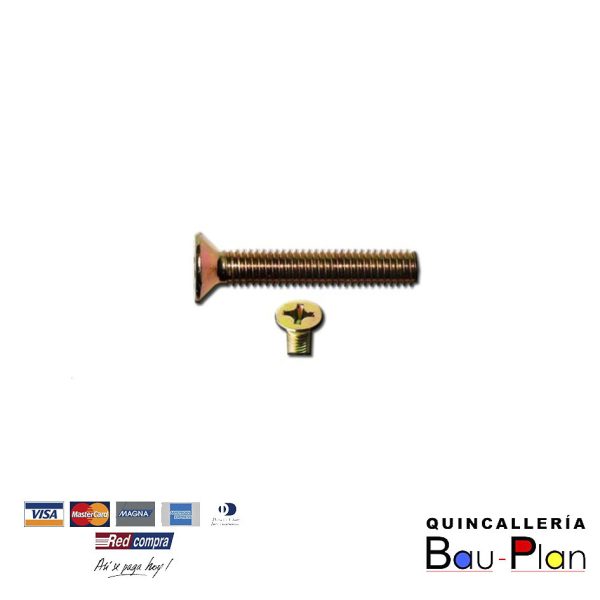 PERNO M4 X 16 METRICO CABEZA PLANA RANURA PHILLIPS ZINCADO AMARILLO