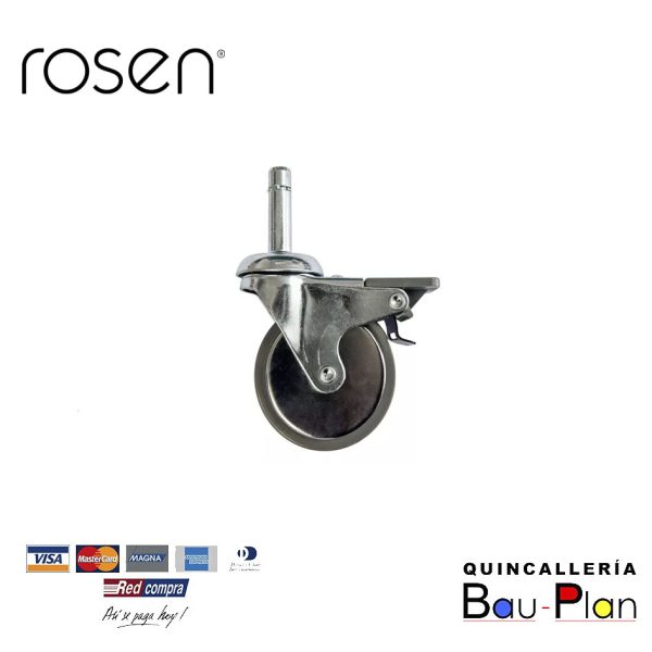 RUEDA LINEA MEDIA 75MM C/PITON Y FRENO (ROSEN)