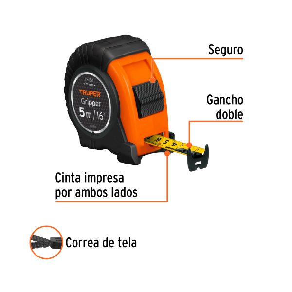 HUINCHA MEDIR 5MT CINTA 3/4 - Imagen 2