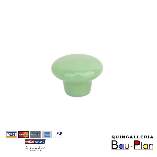 TIRADOR PORCELANA VERDE LISO.